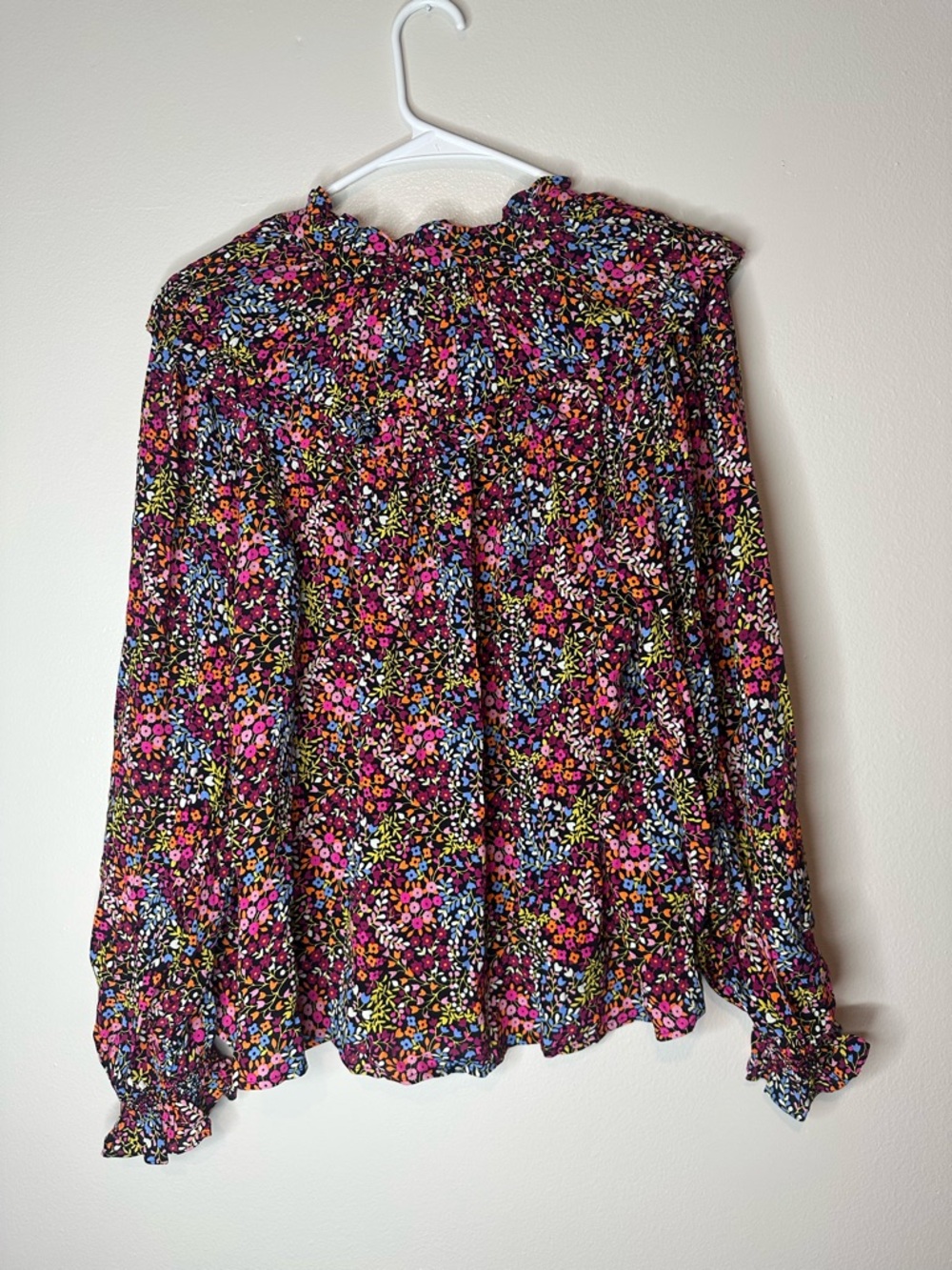 Boden Women's Floral Print Long Sleeve Ruffle Blouse Sz 8 Multicolor Feminine - Picture 5 of 6